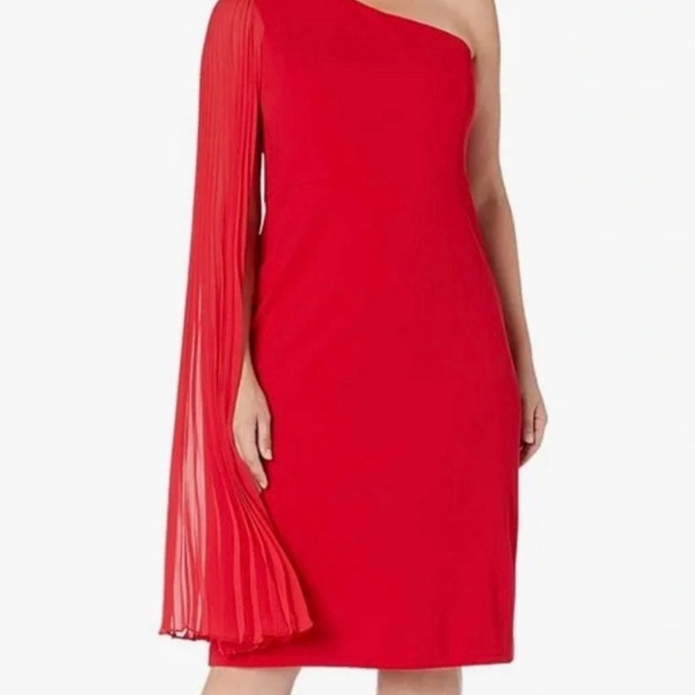Tahari Bold Red One-Shoulder Asymmetrical Dress